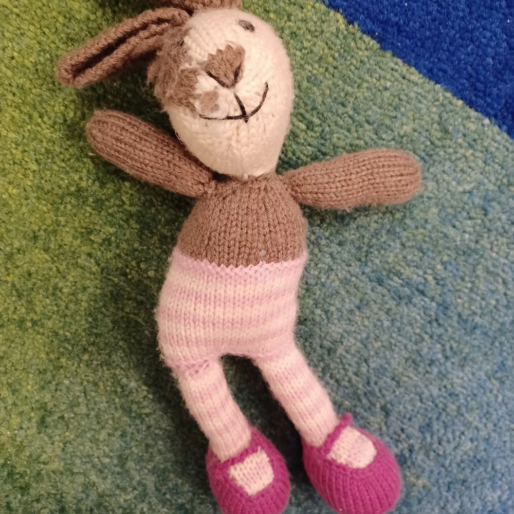 โ Handmade Yarn Crochet floppy Yarn cute Bunny Soft Toy lovey knitted plush - Picture 3 of 15